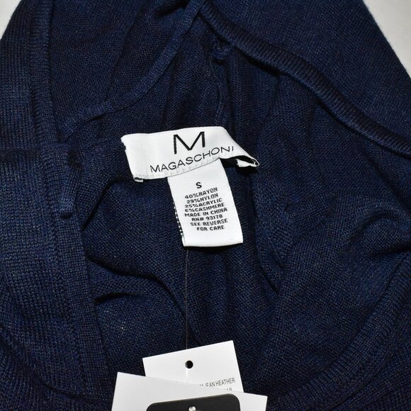 Magaschoni Cashmere Blend Pullover Hoodie Sweater Deep Navy Blue Size S - Picture 3 of 10